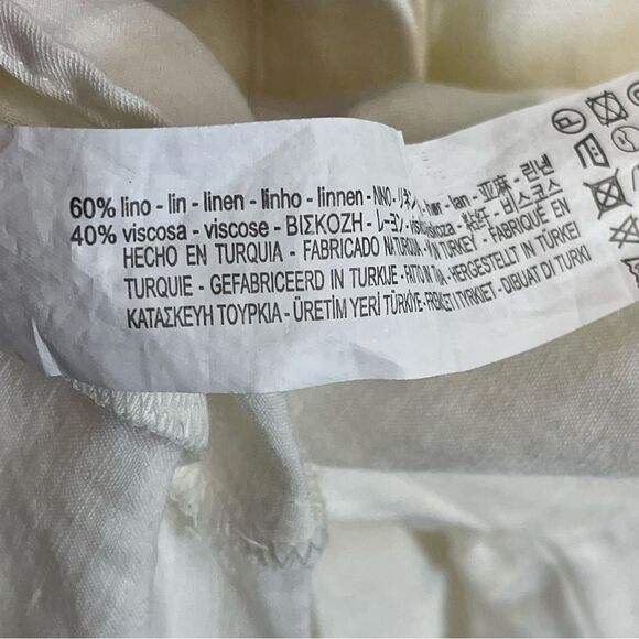 Zara White Button-Up Linen Blouse Size Small - Picture 10 of 14